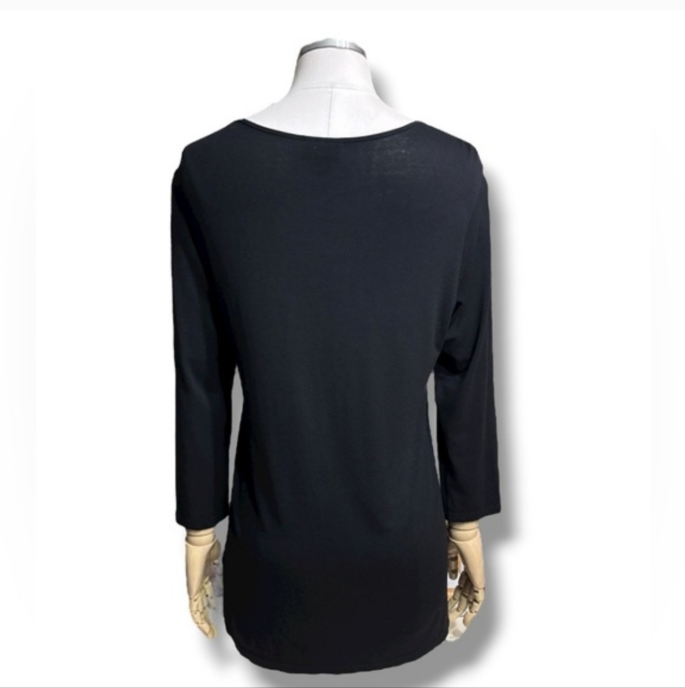 J. JILL STRETCH Black Scoop Neck 3/4 Sleeve Tunic Top - Picture 3 of 9